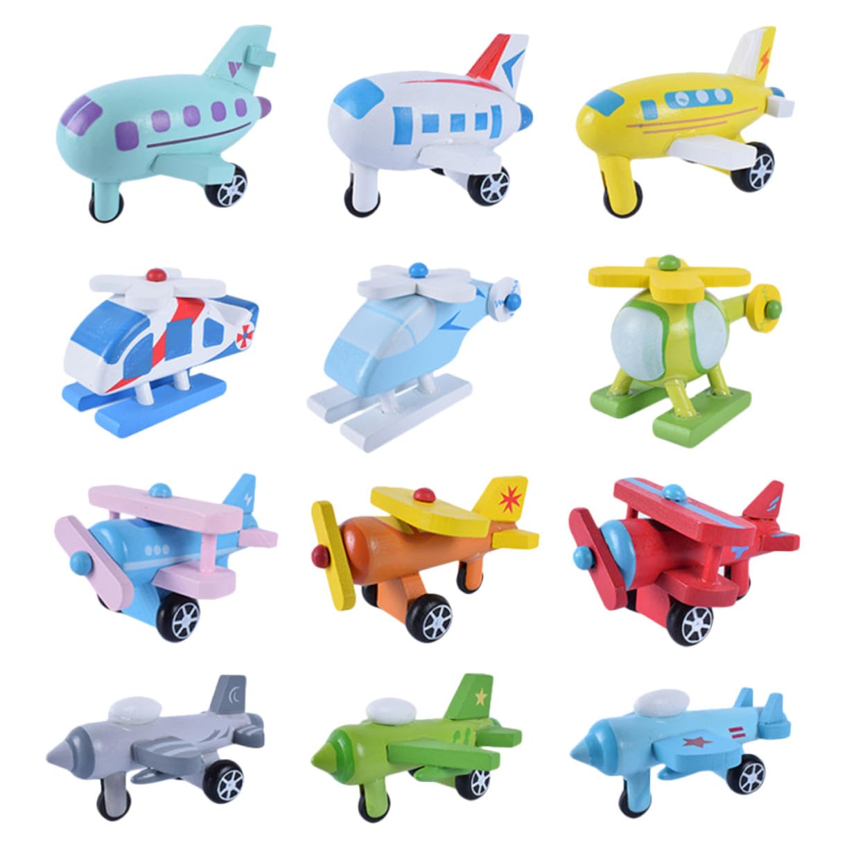 BESPORTBLE Mini Aviones de Juguete 12 Piezas de Madera para Niños