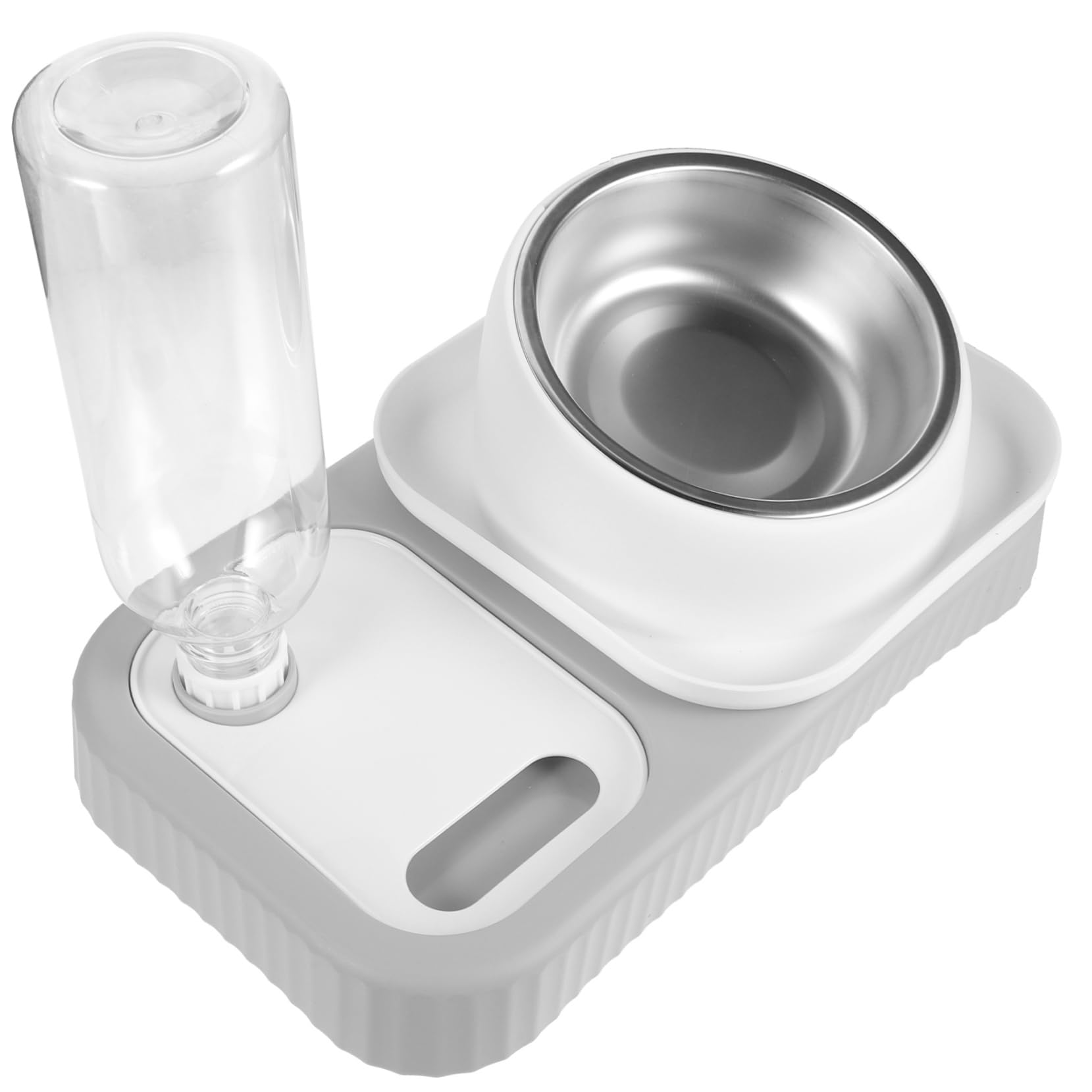 Hemoton Double Bowl Cat Food Bowl Elevated Spill- Auto Feeder Pet Water Dispenser