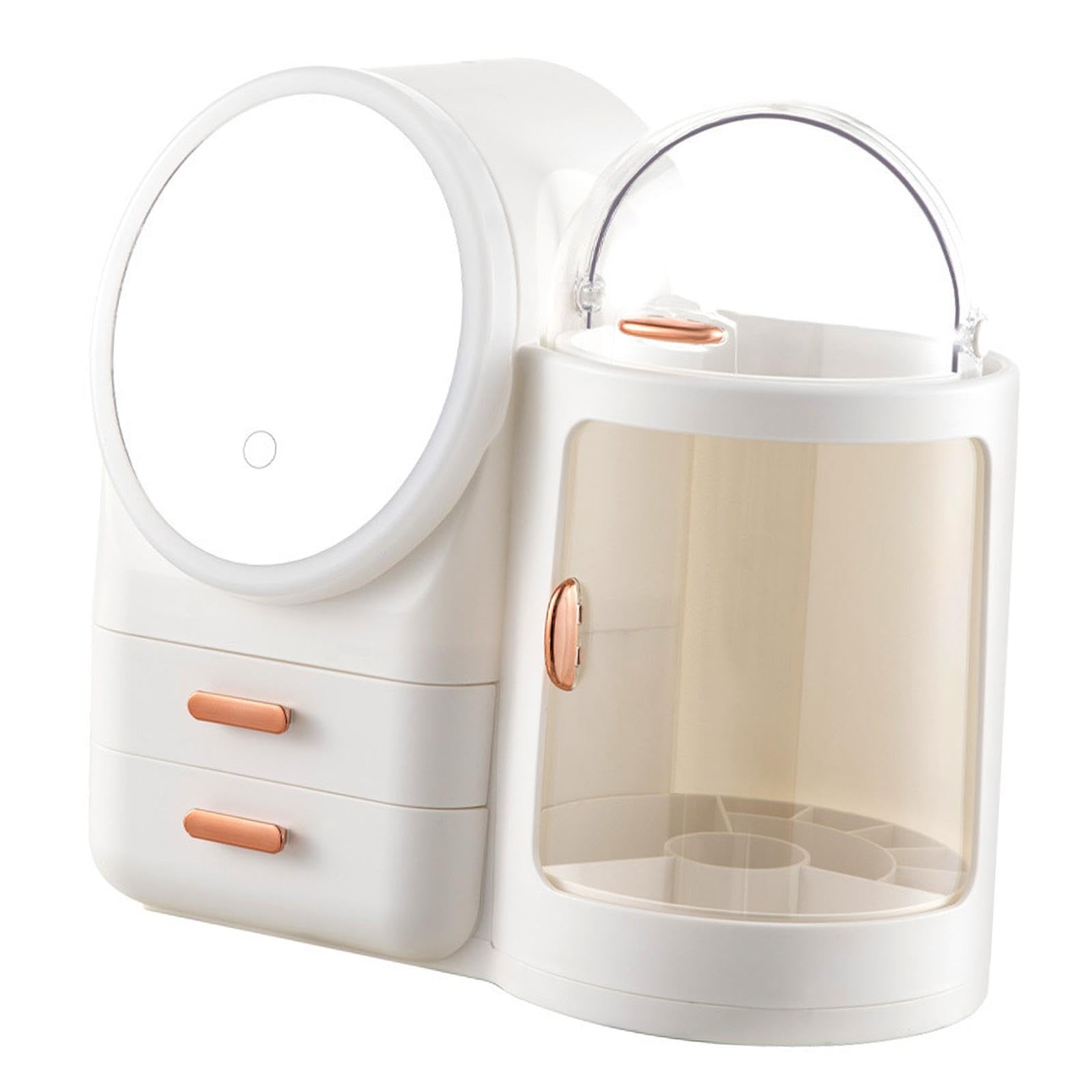 predolo Porta pennelli Porta Trucco Antipolvere Scatola Porta ombretti Supporto da Tavolo Supporto Girevole a 360° Porta pennelli Cosmetici, Bianco