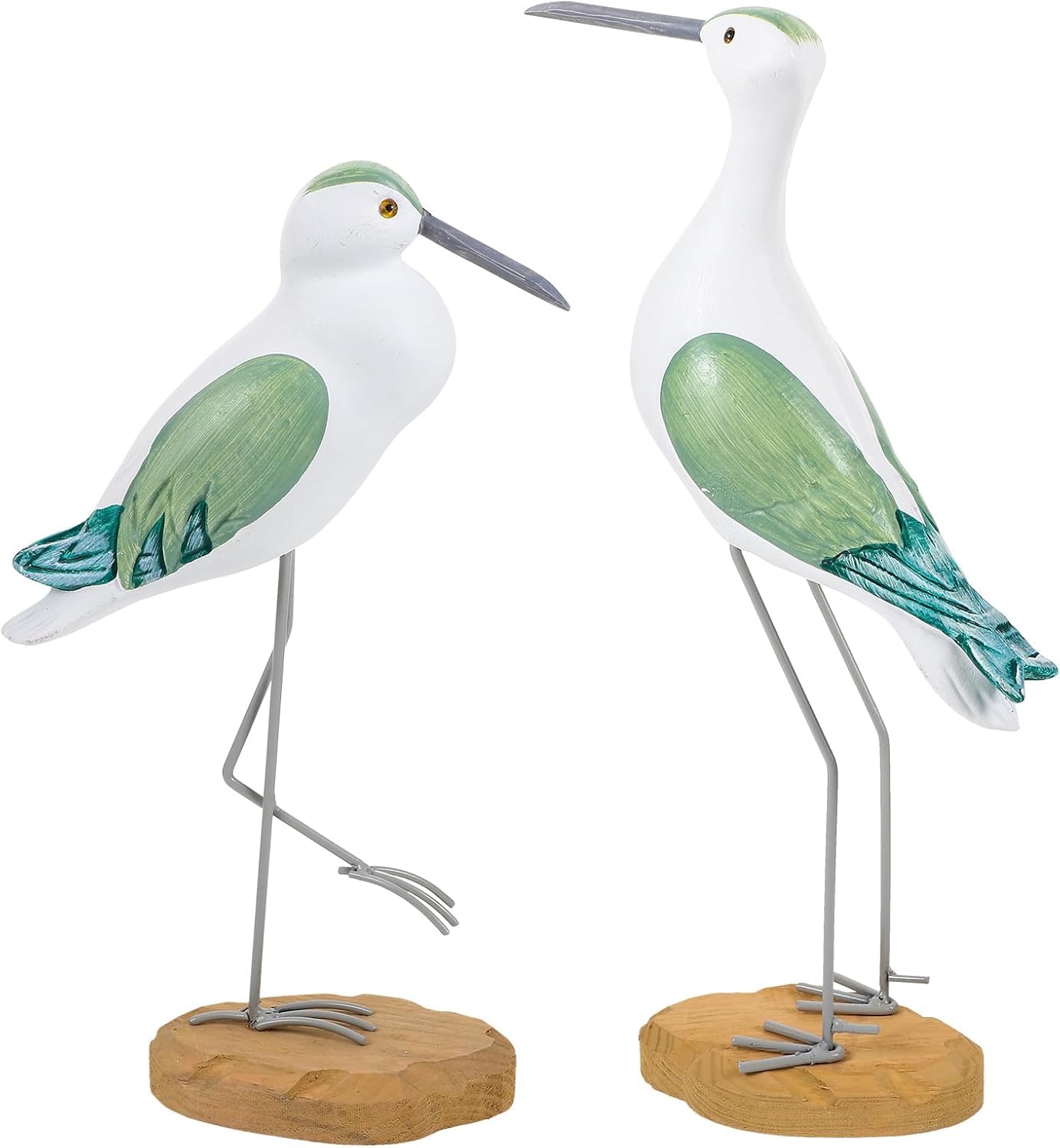 Dytartzx Figurine de mouette en bois, ornement d'oiseau décoratif côtier, sculpture de table nautique verte (oiseau)