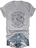 Radicalized by Basic Decency Shirt Funny Social Democracy Tops Bird Floral Graphic V Neck Shirt