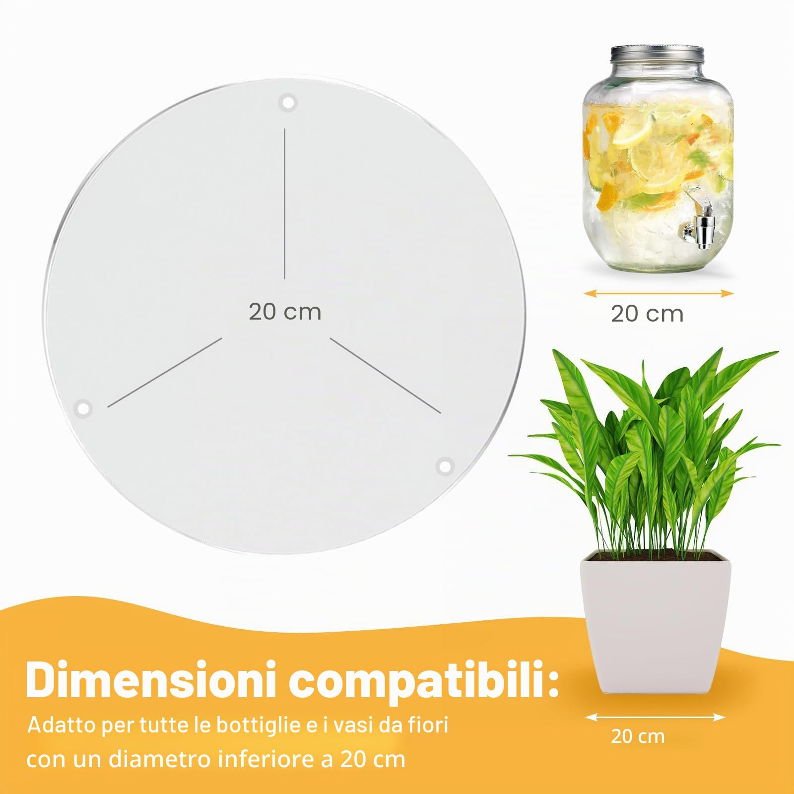 2 supporti per dispenser di bevande, in acrilico, per un massimo di 19 cm, dispenser di bevande in vetro, per casa, feste, bar, vino, succo, tè, limonata (solo supporto)