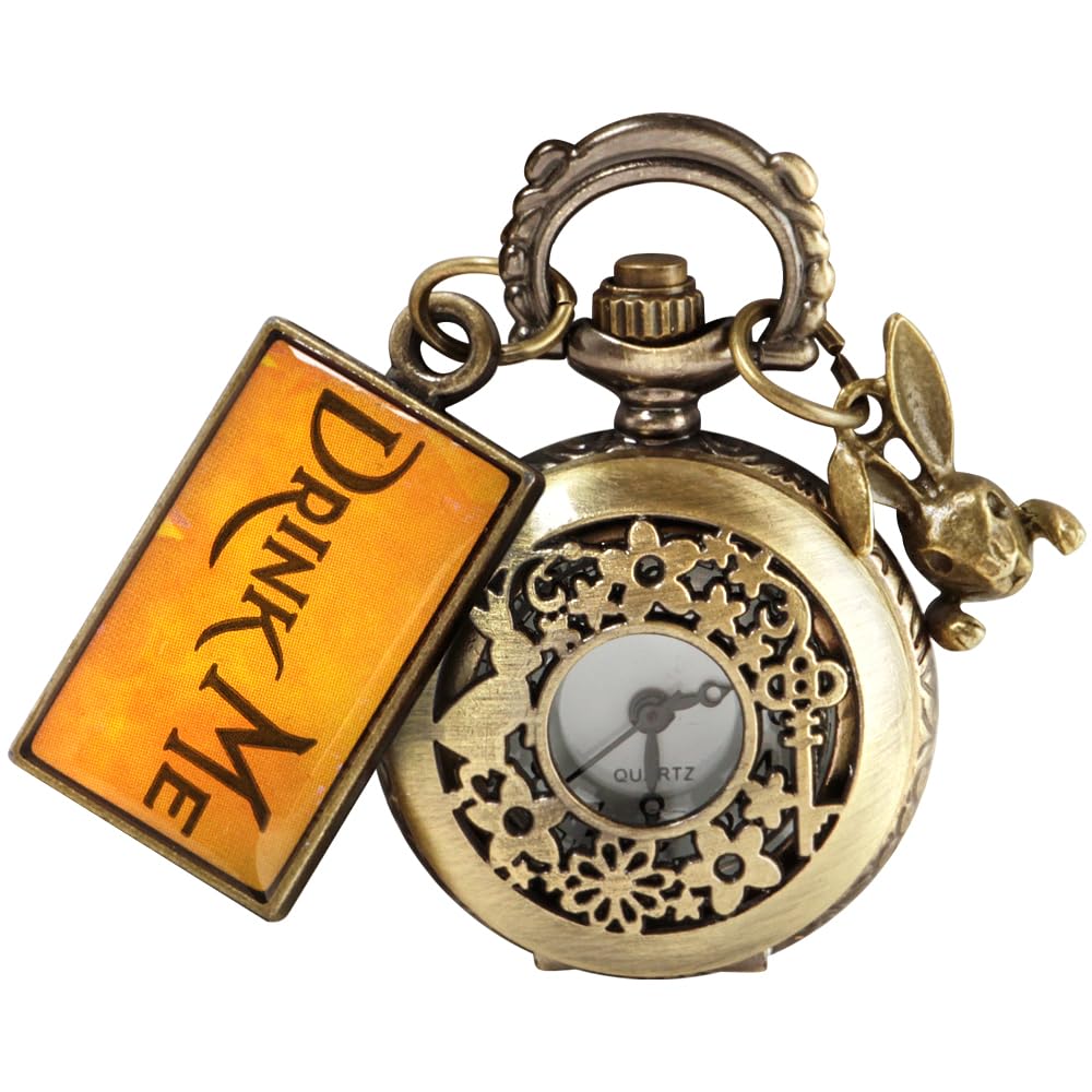 Tiong Nostalgia Movie Theme Design Alloy Quartz Pocket Watch with Necklace Chain
