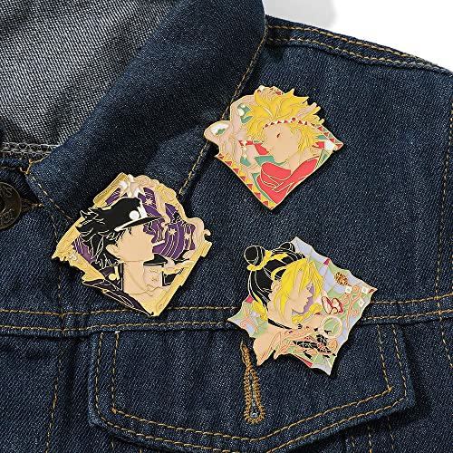 Image of JJBA JoJo Anime Enamel Pins - Jotaro Jolyne Joseph Cosplay Brooch - Christmas Gifts for Kids Girls Teens Women Men