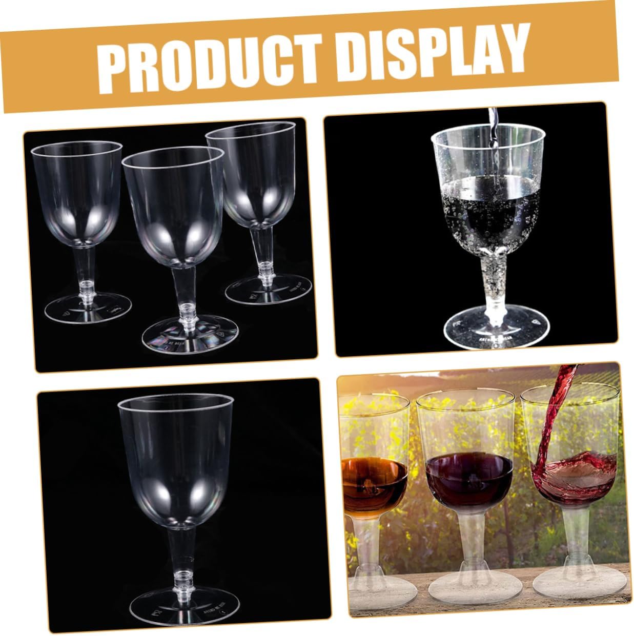 48pcs Plastic Wine Goblets Clear Reusable Cocktail Cups Unbreakable Drinkware for Parties Weddings and Restaurants Lightweight and Portable