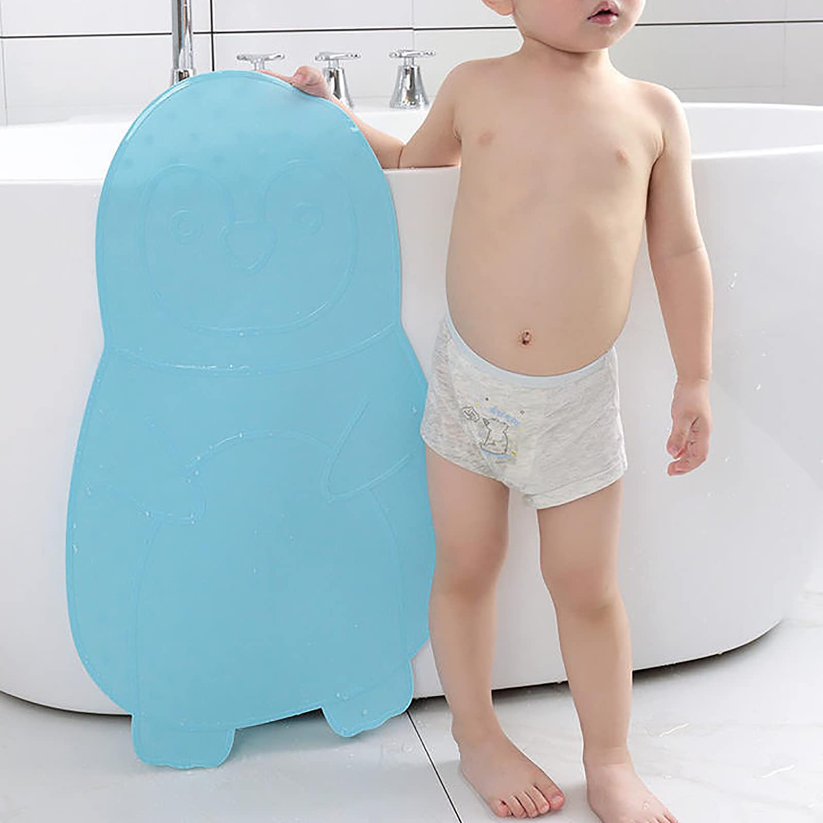 Tapis de bain avec ventouses puissantes en gel de silice antidérapant et lavable en machine Rose 39 x 68 cm