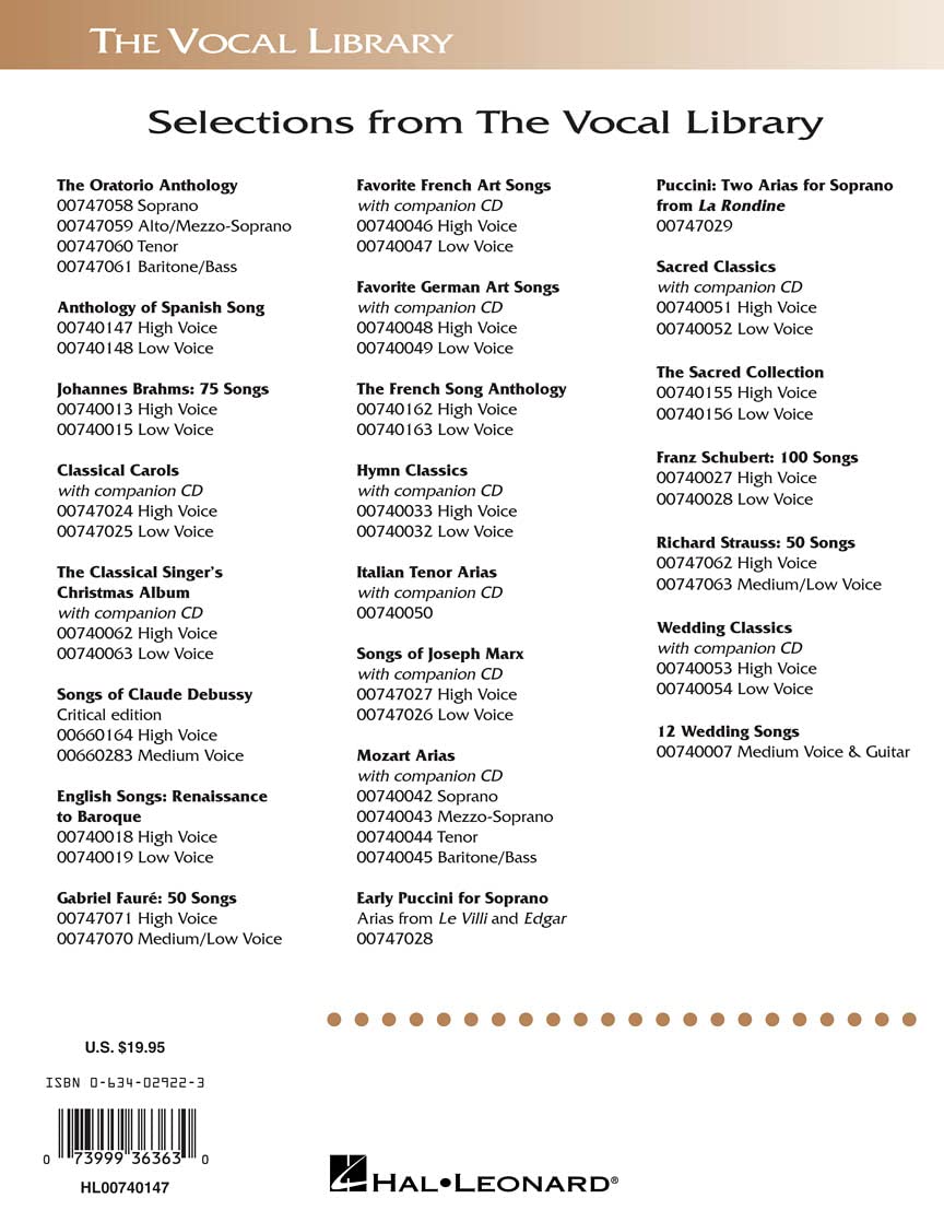 Anthology of Spanish Song High Voice | Vocal Collection 50 Art Songs in Spanish | Classical and Traditional Spanish Songs for Soprano | Essential