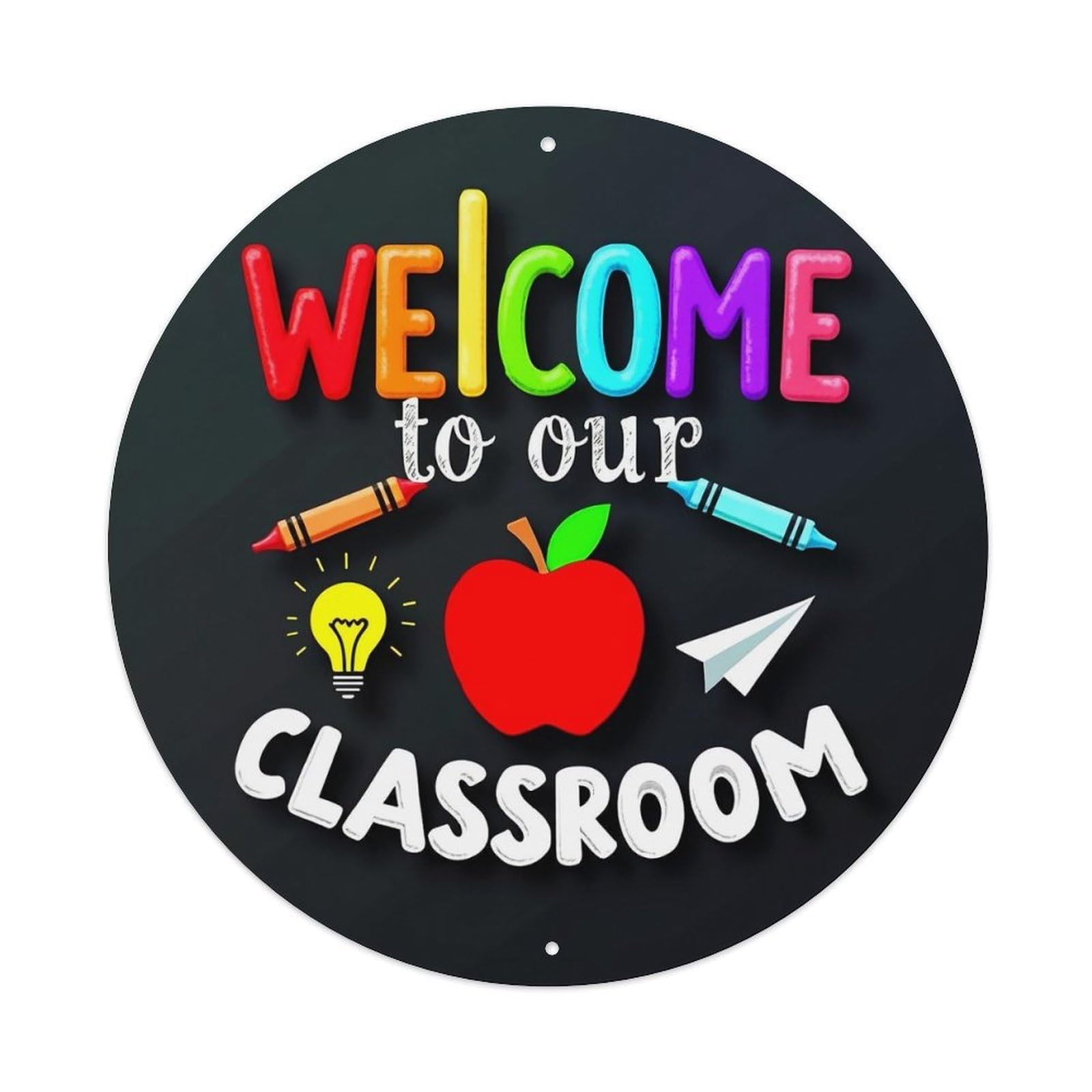 Welcome To Our Classroom Vintage Round Tin Sign Retro Metal Wall Decor Metal Poster, Home Bar Garage Cafe Wall Art Decoration 8x8Inches