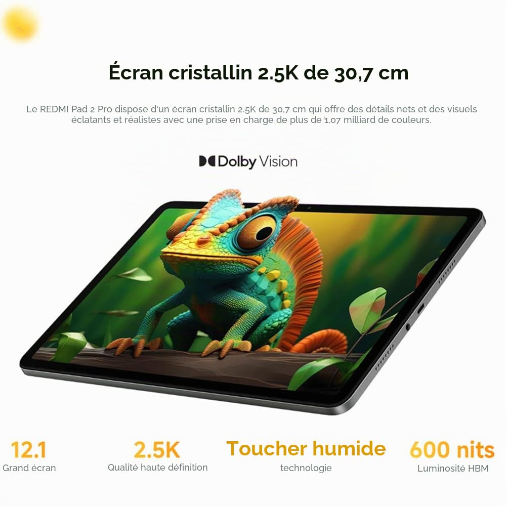 XIAOMI Redmi Pad 2 Pro,6GB+128GB,12.1 Pouces,Noir(avec Chargeur Inclus)