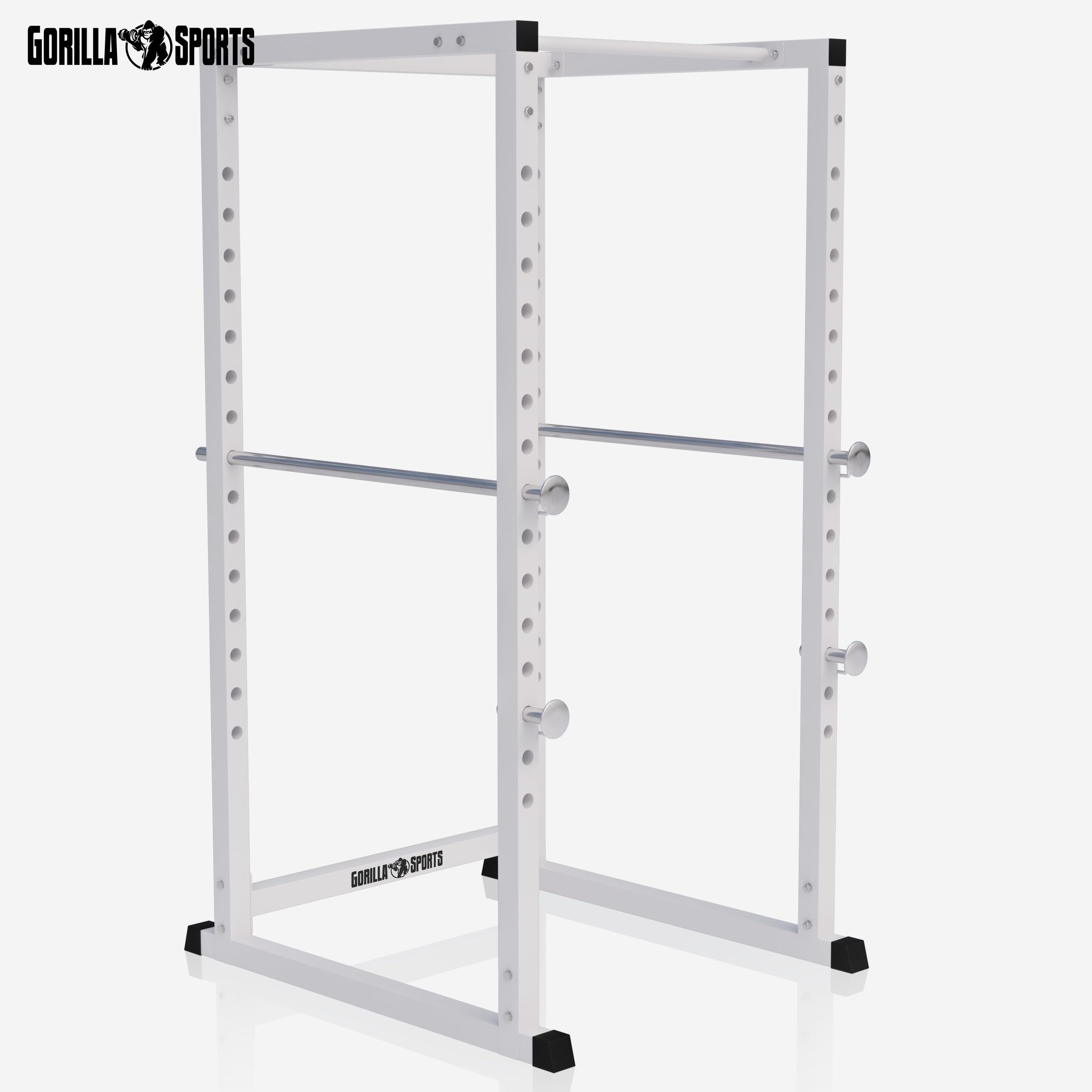 GORILLA SPORTS® Power Rack - 15-fach Verstellbar, Klimmzugstange, Hantelablage - Power Cage, Squat Rack, Kraftstation für Zuhause, Kraftstation, Fitnessstation, Krafttraining