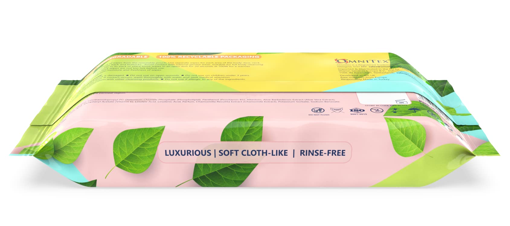 Omnitex Lot de 2 paquets de 40 lingettes nettoyantes biodégradables extra larges et extra épaisses pour le corps – Passent au micro-ondes | Sans rinçage pour le camping, les festivals, le bain au lit