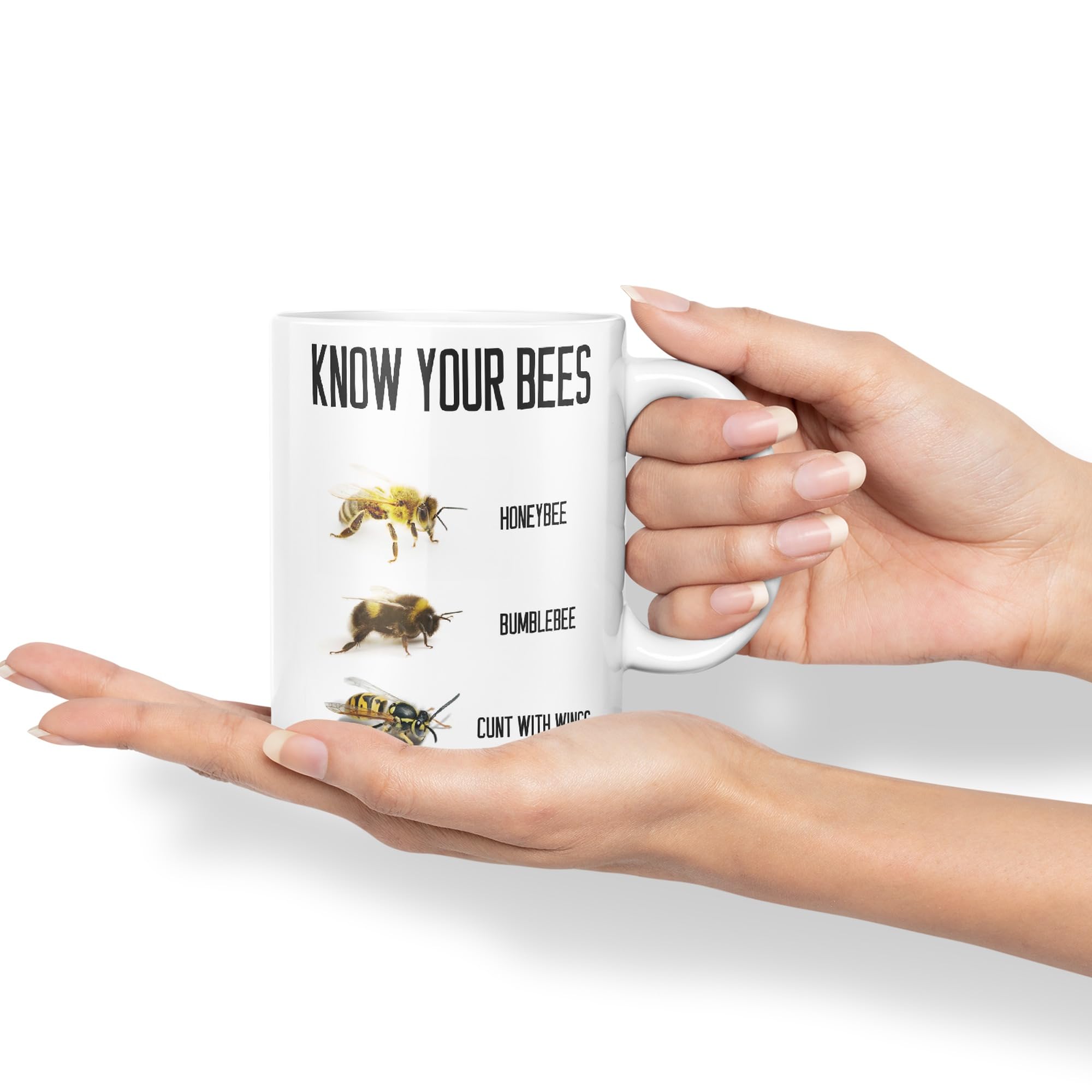 Vixar Know Your Bees Rude Funny Ceramic 330 ml Coloured Mug Cup Gift Tea Coffee Christmas Office Home Joke (White) - Image 4