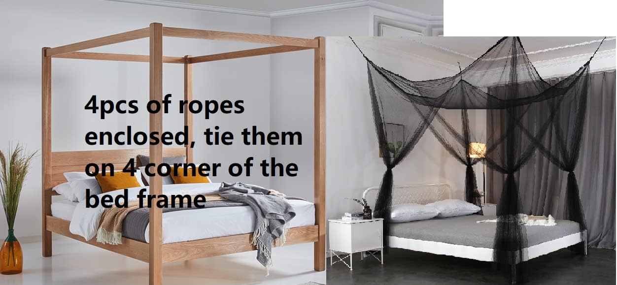 OctoRose Four Post Mosquito Net for Bed Canopy -Fits Queen, King, California King Beds-Indoor & Outdoor Use- Orange