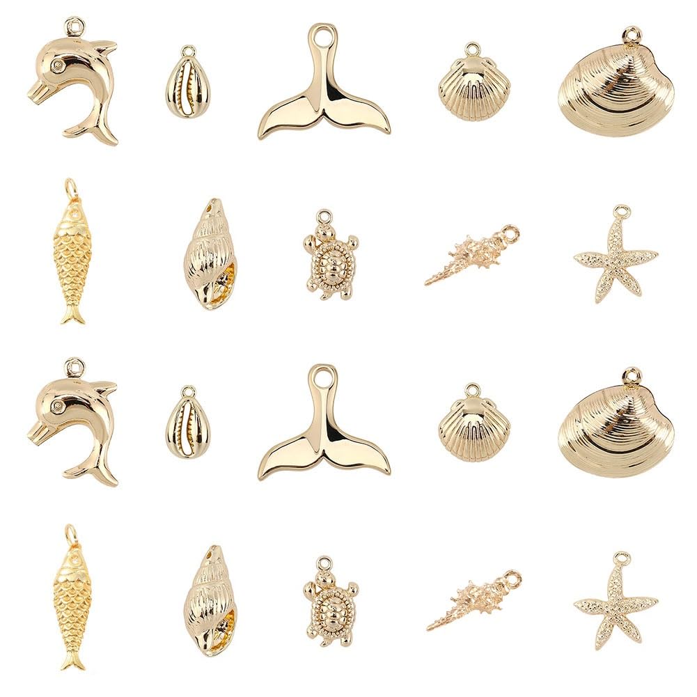 Amazon | SUNNYCLUE 夏の海 10種20個 18k チャーム 魚 シェル 