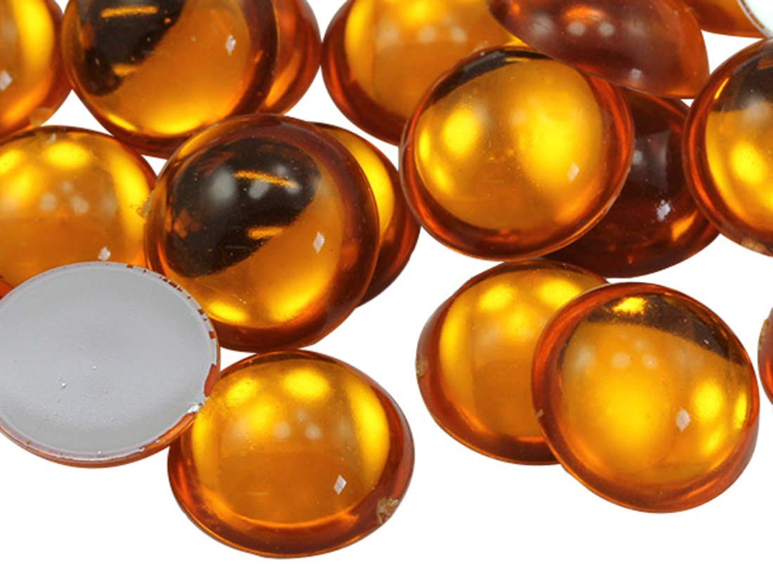 Allstarco 7mm Gold Topaz .TZ Flat Back Acrylic Round Cabochon Pro Grade - 100 Pieces