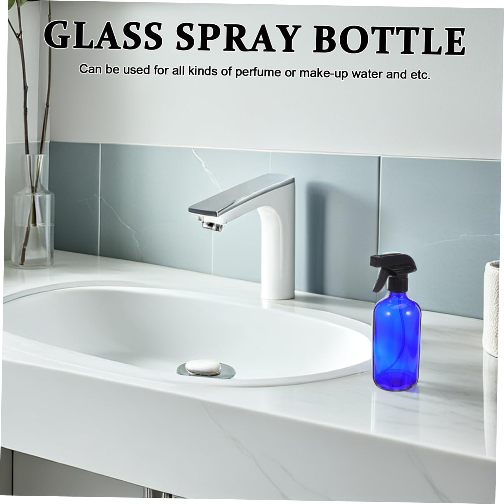 MAGICLULU Spray Bottle in Vetro 500ml Blu, Set Riutilizzabile | 2 Pezzi, Pompe a Pressione e Tappi Inclusi, Formato Leggero e Portatile per Viaggio