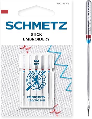 SCHMETZ | 5 Sewing Machine Needles | Embroidery | 130/705 H-E | Size 90/14