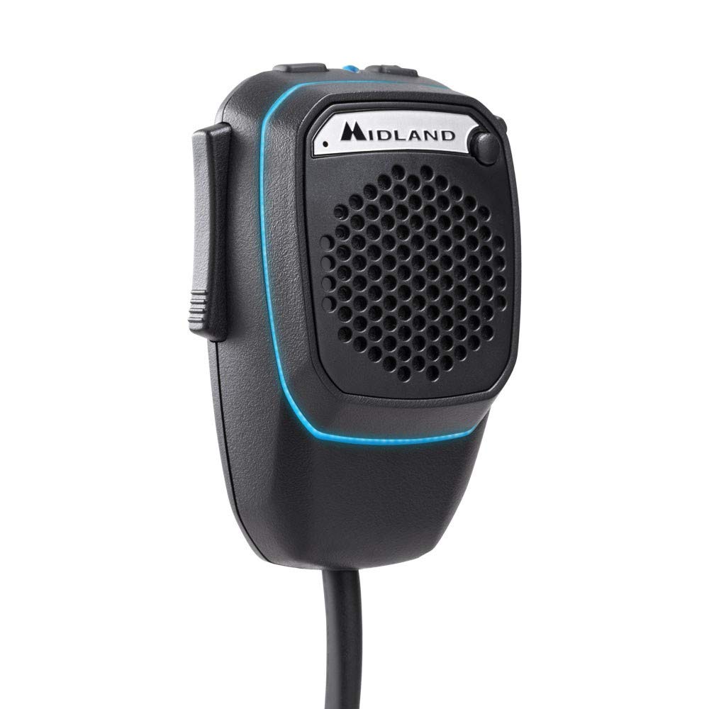 Midland Dual Mike, Microphone CB Numérique Bluetooth Préamplifié à 6 Broches, Connectable à la CB et au Smartphone, avec PTT Analogique, Haut-Parleur et DSP pour Une Meilleure Qualité de Voix
