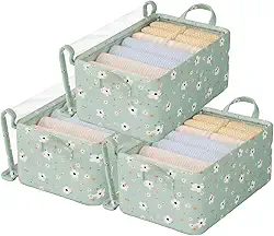 Caixa Organizadora com Tampa Transparente e Estampa Floral Verde, Estrutura em Aço Resistente, Tecido Oxford - Ideal para Organizar Roupas, Brinquedos e Mais