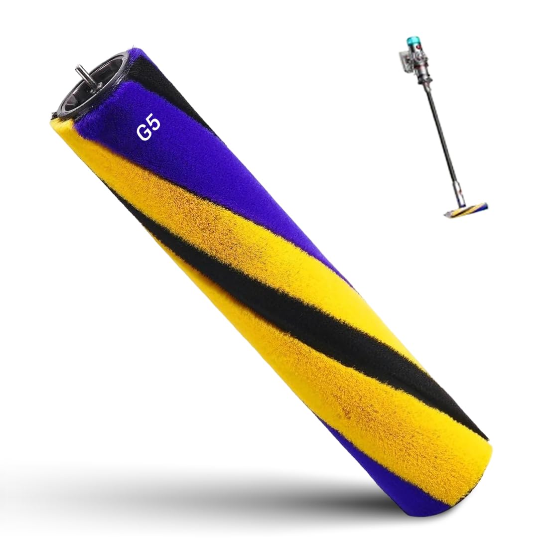 Rodillos de Cepillo de Repuesto Compatibles para Dyson Gen5/V15 und V15 Detect Slim /V12 Slim /V10 Slim/V8 Slim|Boquilla Suave para Suelos Fluffy en Amarillo y Azul.