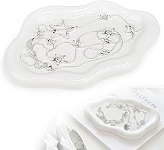 DBREAKS Plateau à Bijoux en Céramique, Nuage Bibelot Anneau Plat Porte-Plateau à Bijoux, Organiseur de Bijoux, pour Colliers, Bagues, Plateau de Clés, Cadeaux pour femmes,Blanc