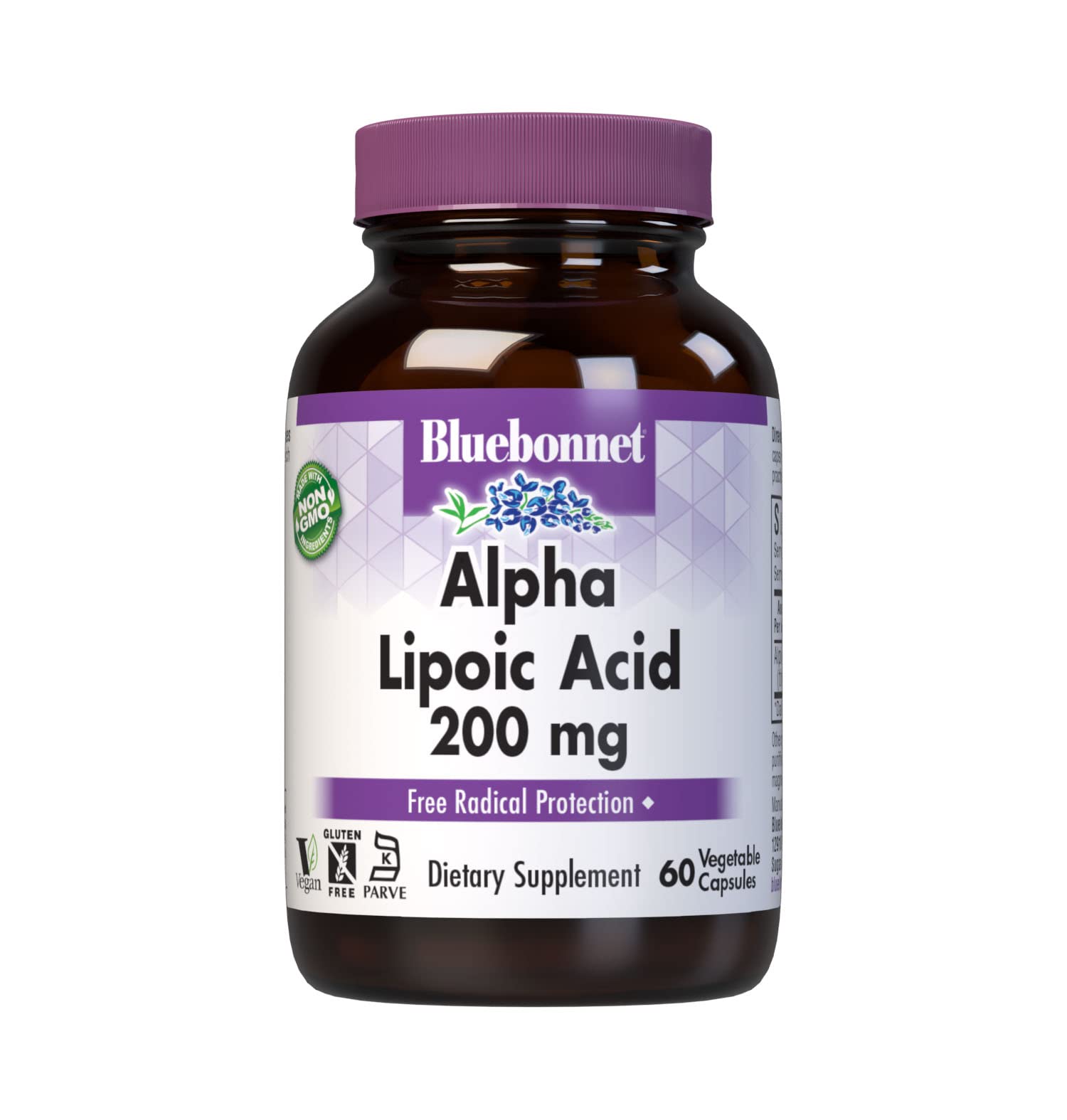 Bluebonnet Alpha Lipoic Acid 200mg - Powerful Antioxidant Nerve Support Supplement - For Women & Men Daily - Non-GMO, Vegan, Kosher - Gluten-Free, Soy-Free, Dairy-Free - 60 Vegetable Capsules