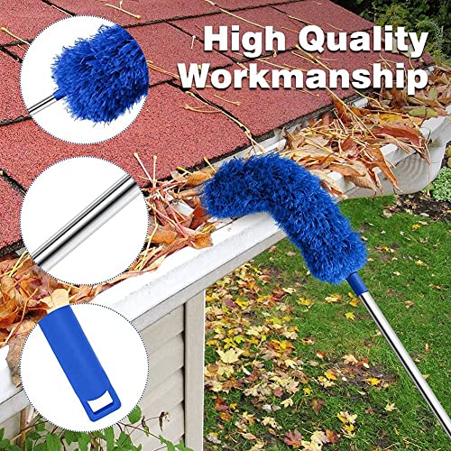 Niukuyu Gutter Cleaning Brush Roofing Tool with Telescopic Extendable Pole 8.2Ft Guard Cleaner Tool Easy Remove Leave, blue - Image 2