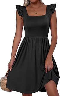 ANRABESS Womens Summer Square Neck Sleeveless A Line Mini Sundress Wedding Gradution Dresses