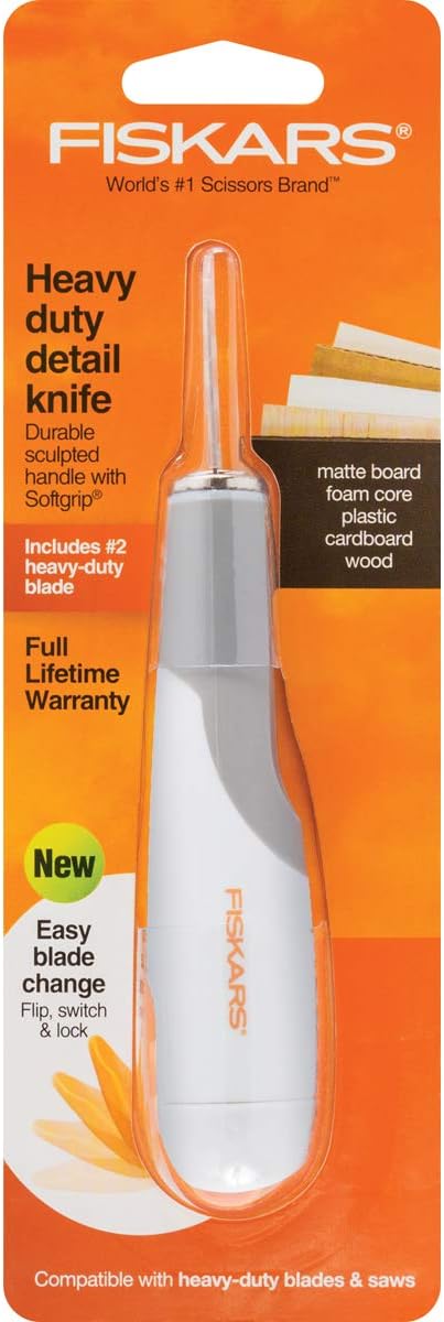 Fiskars Crafts Heavy-Duty Easy Change Detail Knife, No. 2 Blade, w/#2, Multicolor