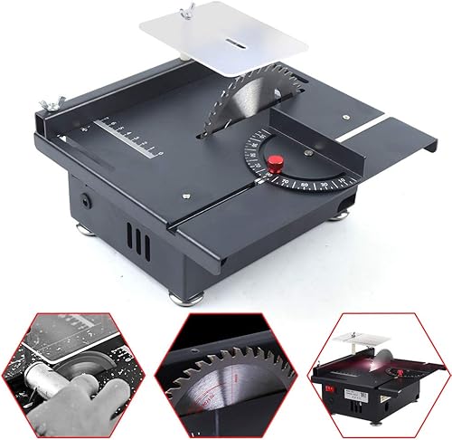 Miniatura 5 de Sierra superior de banco, mini sierra de mesa de 100 W, banco de carpintería de hoja circular, máquina de herramientas de corte de manualidades,