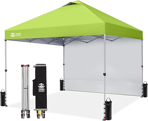 Miniatura 34 de CROWN SHADES Tienda de Campaña, Refugio Portátil Plegable de 10 x 10 Pies para Exteriores con 1 Pared Lateral, Bloqueo Central Fácil de 1 Pulsión,