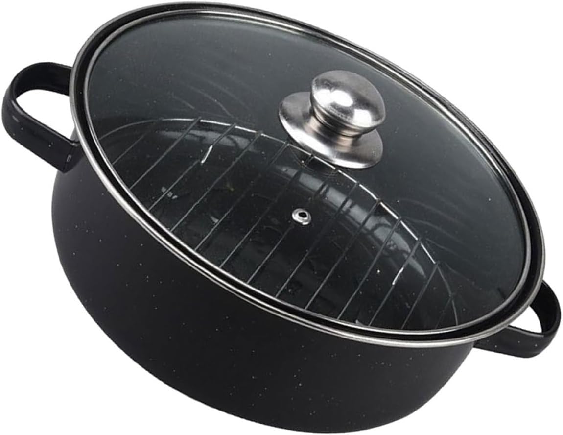 Multi-Function Roasting Pan and Convenient Roaster with 28Cm Glass Lid, Nonstick Turkey Roasting Pot for Kitchen Cooking and Daily Use