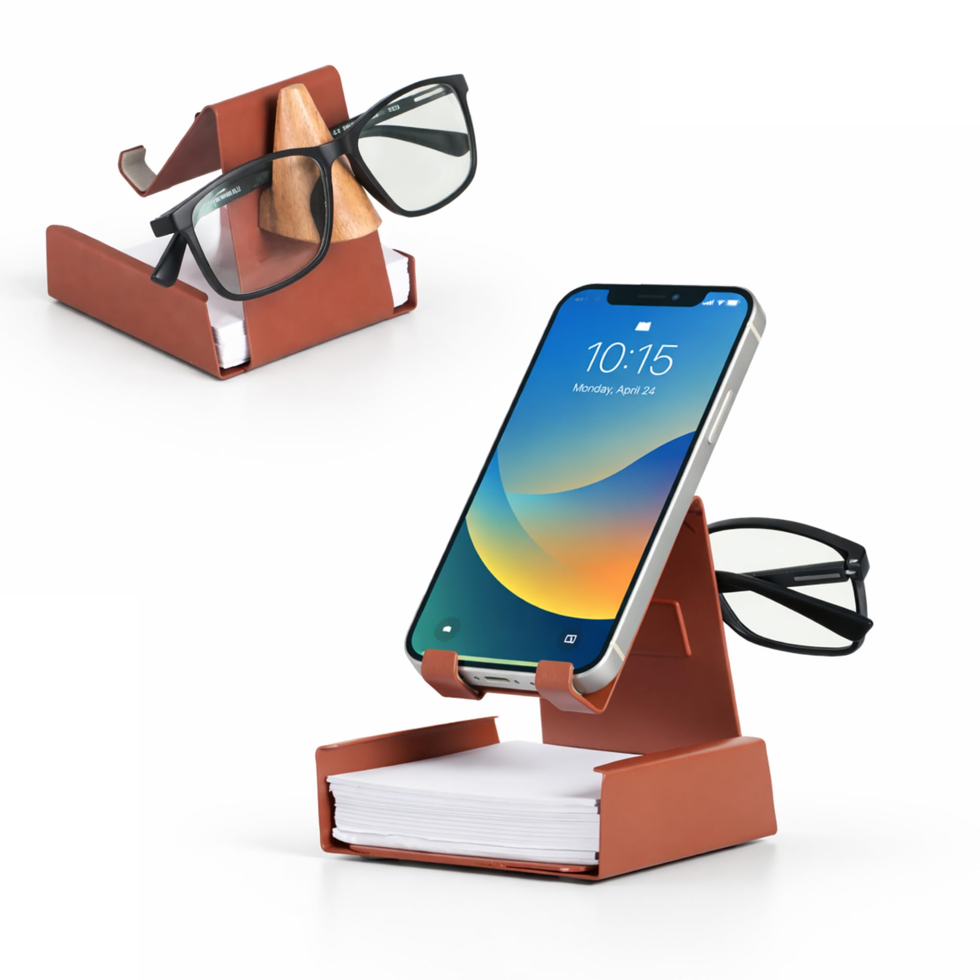 Metal Mobile Phone Stand with Writing Pad & Spectacle Holder, 3-in-1 Desk Organizer with 200 Sheets, Anti-Skid Base, Charging Slot, Universal Smartphone & Tablet Stand up to 7 Inch-image-34