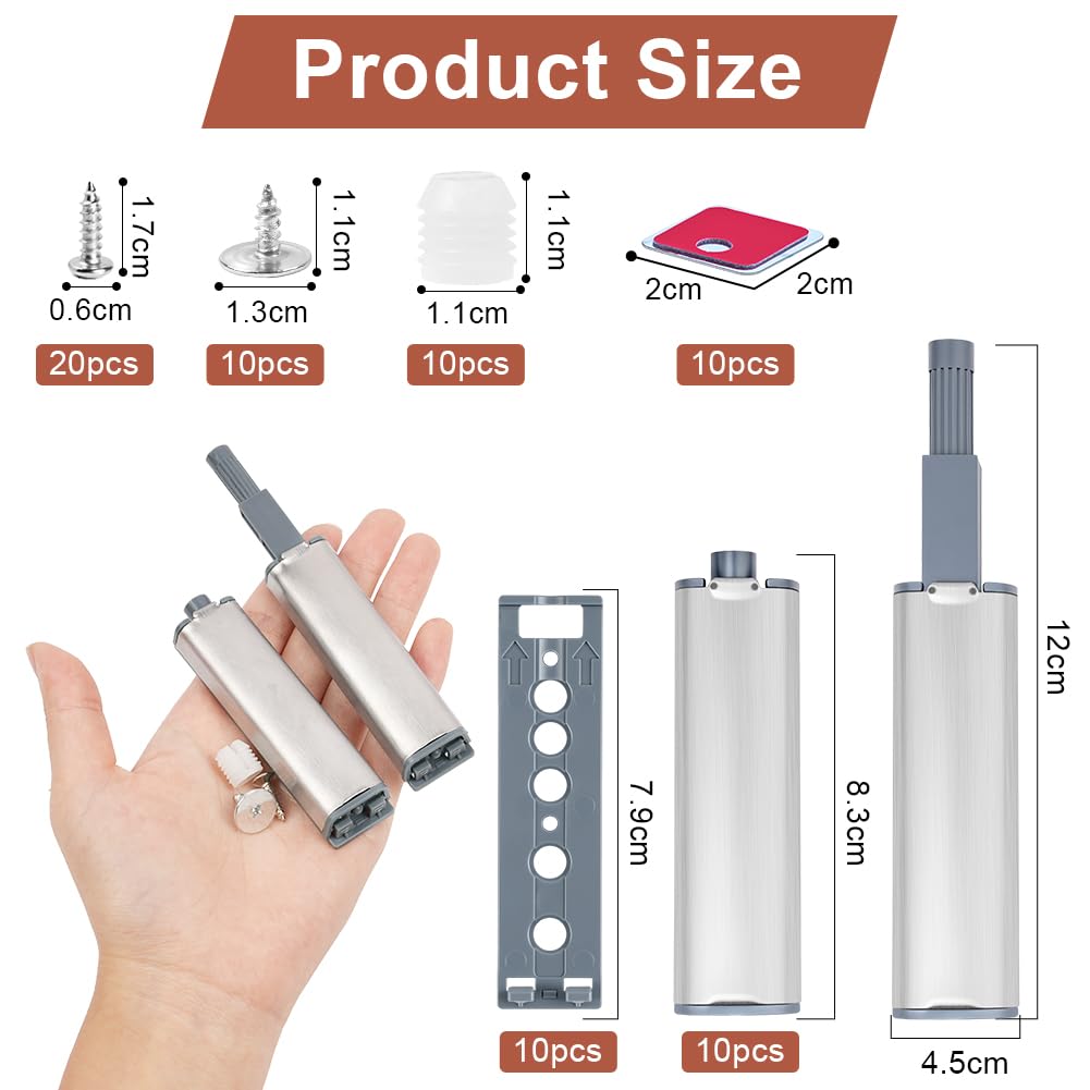 Push Pull per Ante, 10 Pezzi Scrocco magnetico chiusura magnetica, Robusto Apertura a Pressione Ante Chiusura, con viti di montaggio e magneti autoadesivi, per camper, armadietti della cucina