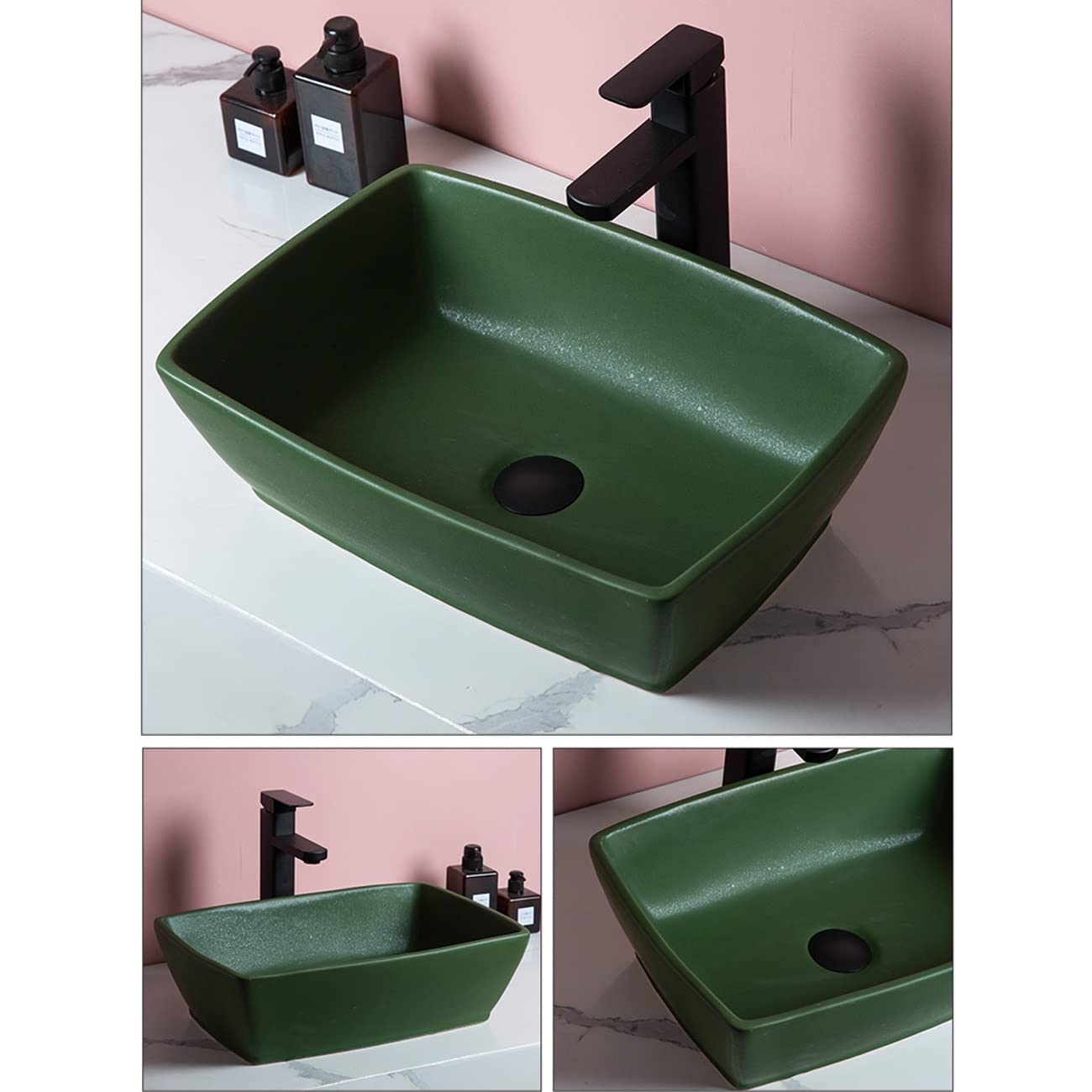Prostokątna Umywalka Nablatowa, Minimalistyczna Porcelanowa Umywalka Artystyczna, Ceramiczna Umywalka Nablatowa, Rozmiar Greenone
