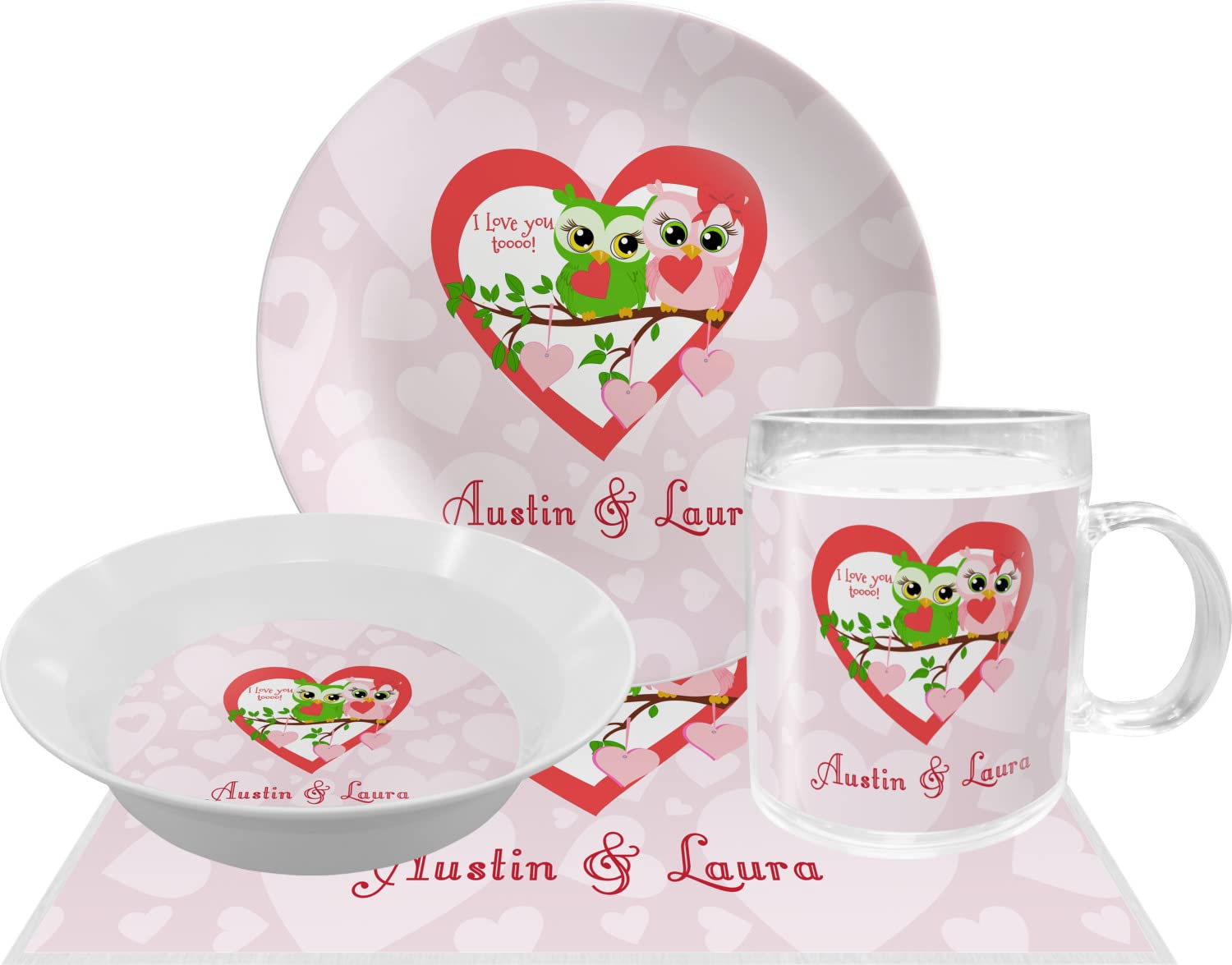 Personalized Valentine Owls Melamine Bowl - 12 oz