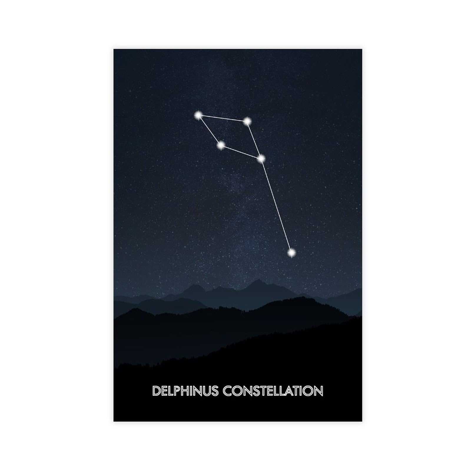 Delphinus Constellation Space Constellations Zodiac Poster Canvas Poster Wall Art Decor Print Picture Paintings for Living Room Bedroom Decoration Unframe: 12x18inch(30x45cm)