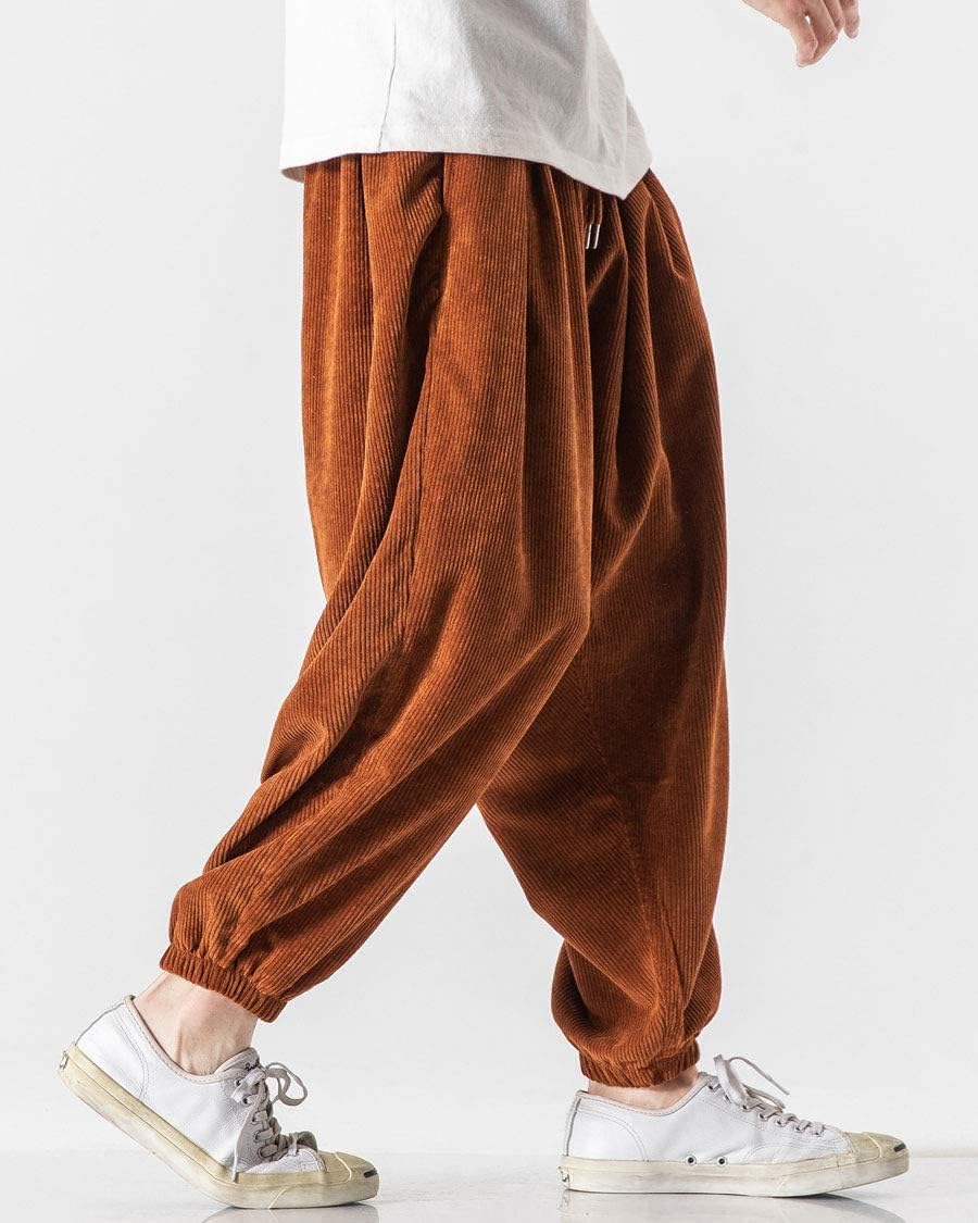 【BAON】[unisex] Etto Corduroy Banding Jogger Pants ebossy Men's Loose Fit Elastic Waist Hippie Baggy Corduroy