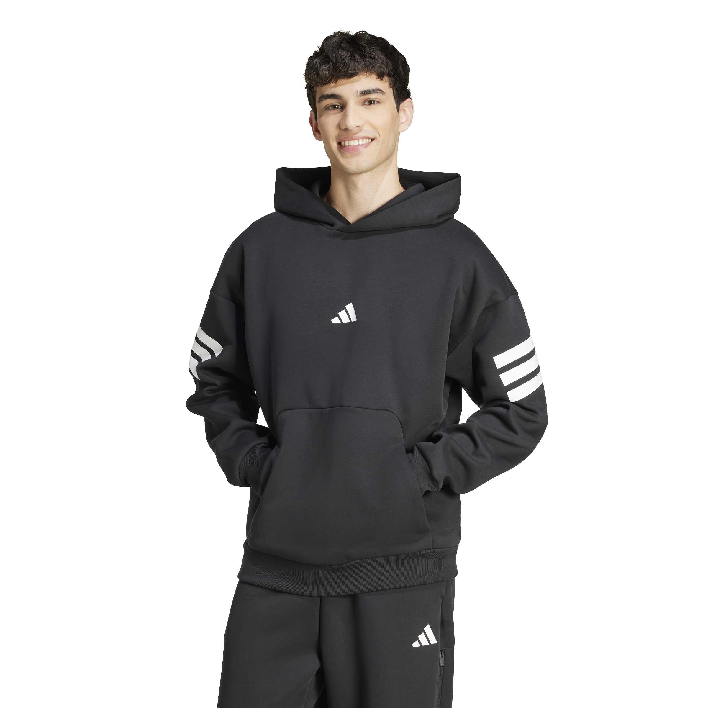 adidas Men's Future Icons Three Stripes Hoodie, Black, XL