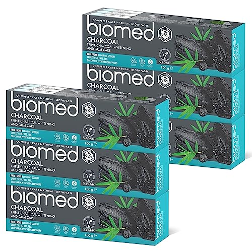 Biomed Triple Charcoal 98% Natural Whitening Toothpaste | Gum Care, Bamboo Charcoal | Vegan, SLES Free 100g (Pack of 6)