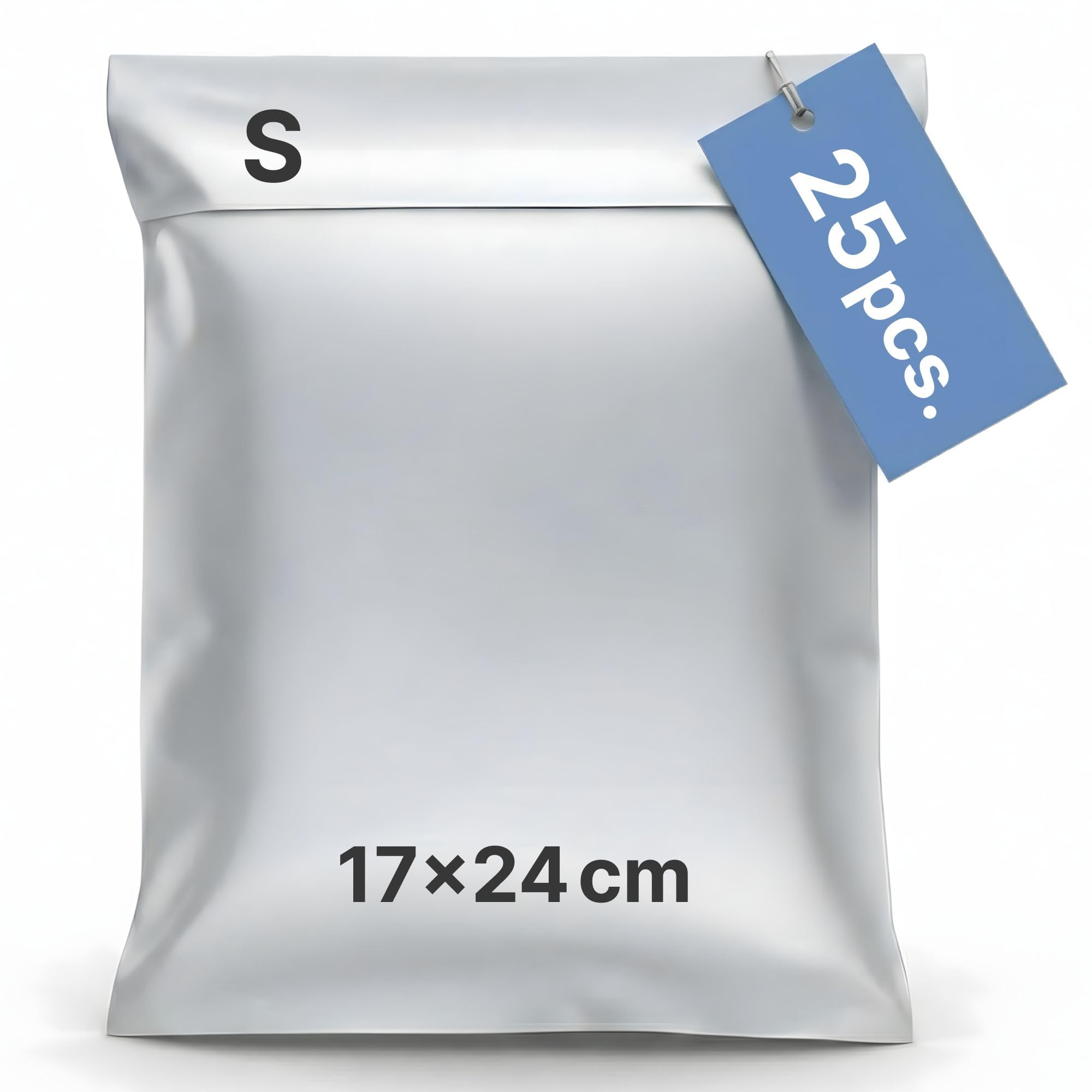 Pack de 25 bolsas de envío S 17x24 cm | Sobres de envío de plástico para ropa y documentos | Bolsas opacas e impermeables para paquetes | Embalaje para Vinted, Wallapop y ecommerce