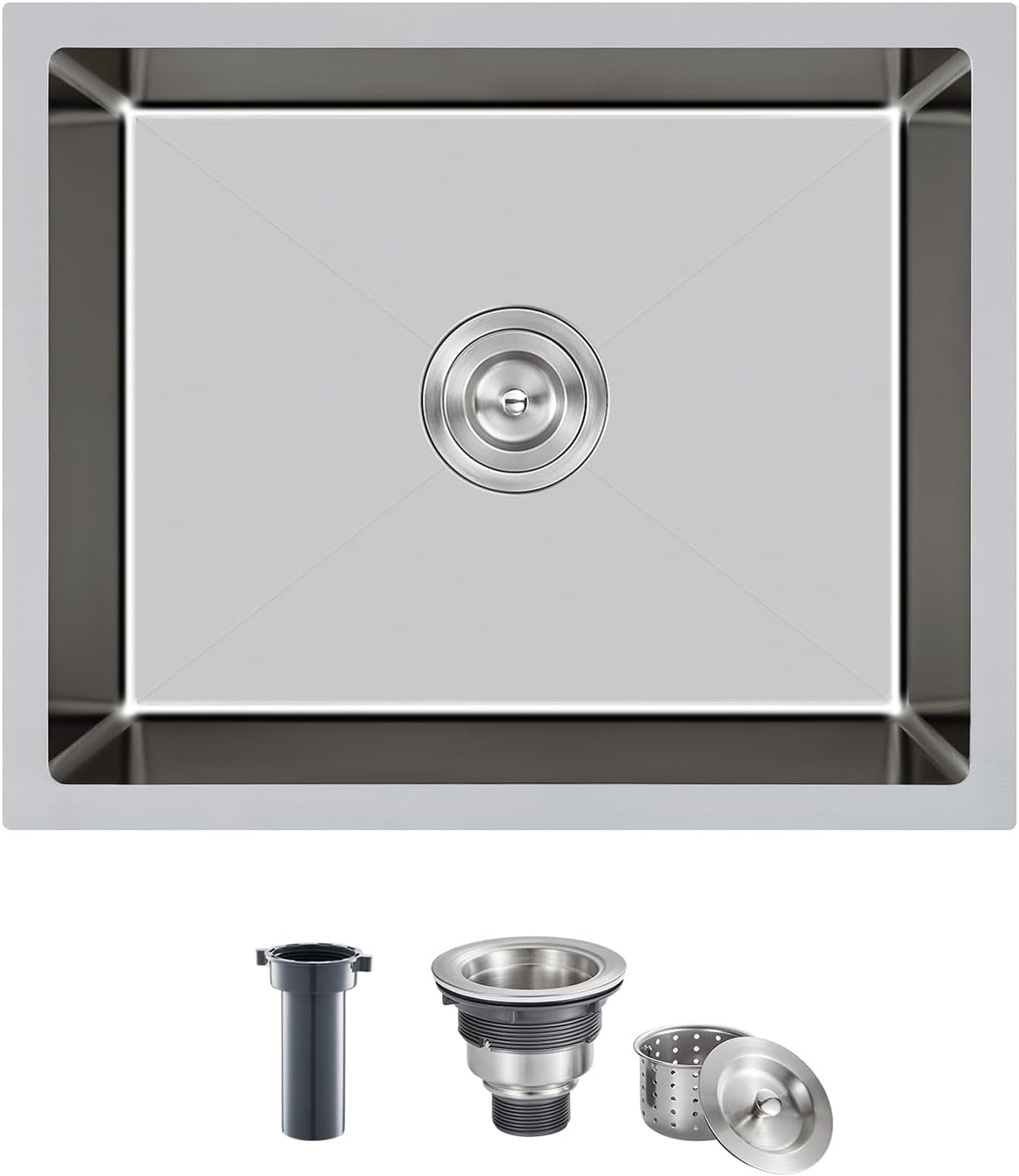 21 inch Bar Sink, KINKIB 21 x 18 x 9 inch Undermount Bar or Prep Kitchen Sink, Handmade Single Bowl T-304 Stainless Steel Small Kitchen Sink with Strainer