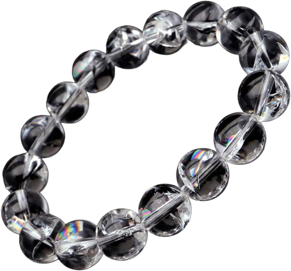 [GOLD STONE] 水晶 ブレスレット アイリスクォーツ 天然 虹入り 12mm レインボー 天然石 パワーストーン 内径 約17.5cm