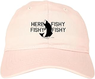 Kings Of NY Here Fishy Fishy Fishy Fisherman Mens Dad Hat Baseball Cap Pink