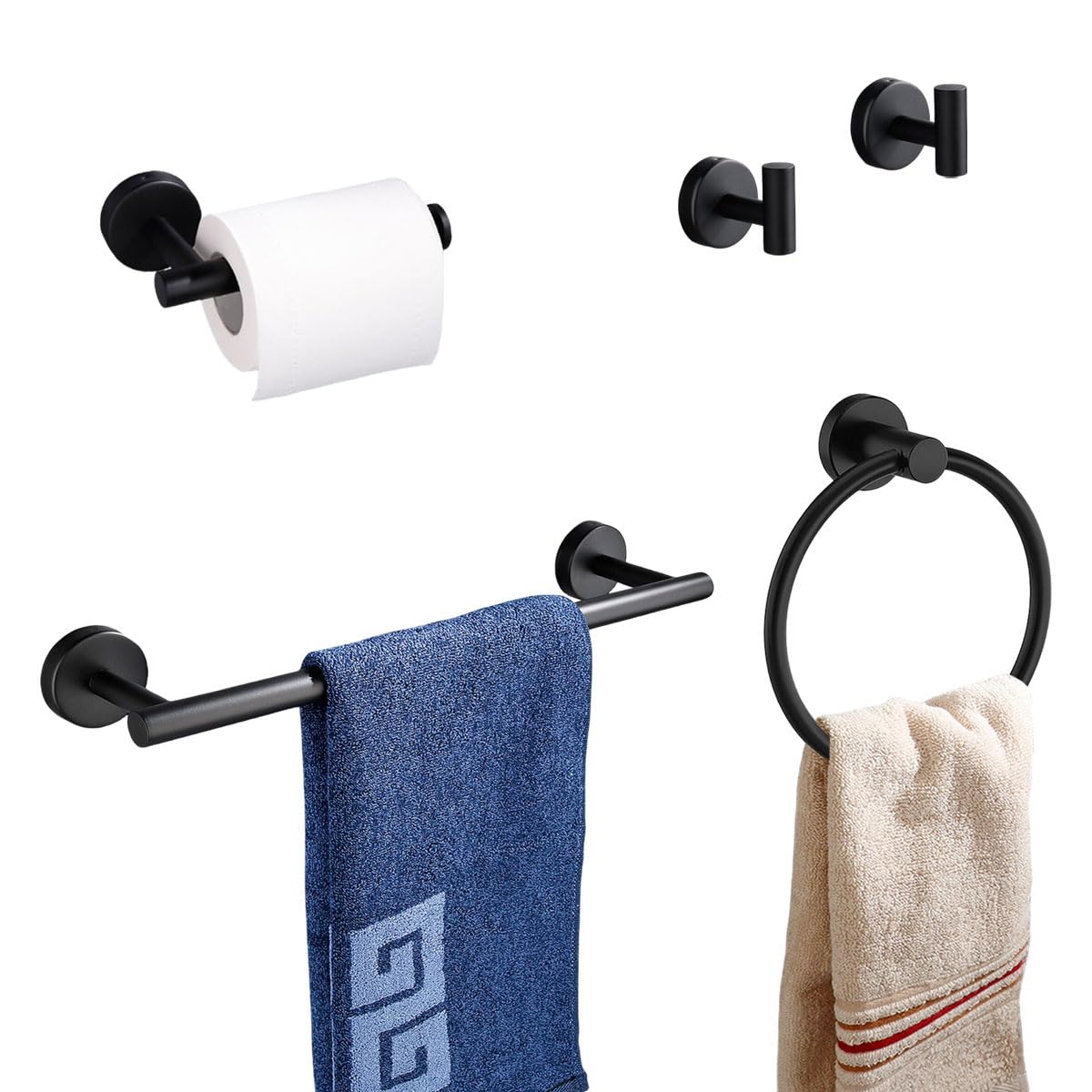 Betadistor Towel Rail Wall Mounted, 5 Pieces Bathroom Accessories Set, Toilet Roll Holder - Image 2
