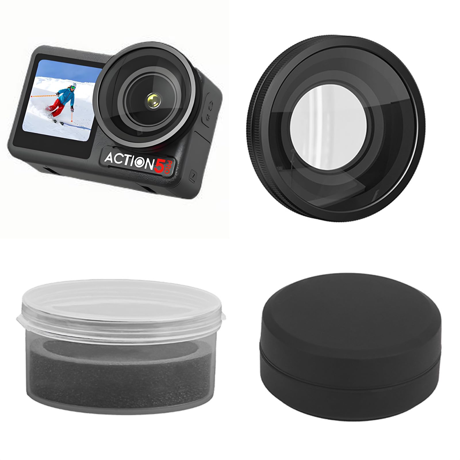 180 ° Ultra-Weitwinkelobjektiv, kompatibel mit DJI OSMO Action 5 Pro Zubehör, HD optisches Glas, Dual-Layer Beschichtung, Action-Kameraobjektiv, Gewindehalterungsobjektivfilter mit