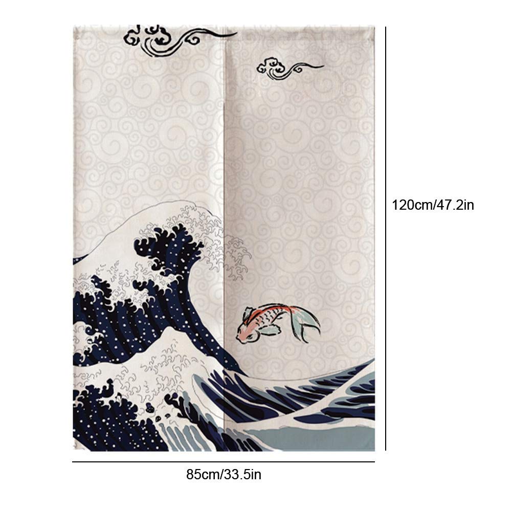 Rideau de Porte Japonais 100% Polyester 90x120cm Séparateur de Pièce Décoration Zen