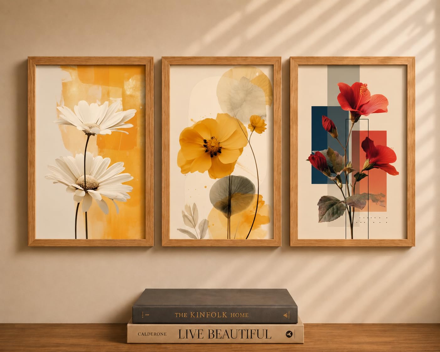 Wooden Wall Photo Frame Set of 3 Floral Botanical Prints A4 | Home & Office Decor, Wood Frame, Botanical Art, Set of 3 Frames, A4 Size Prints-image-15