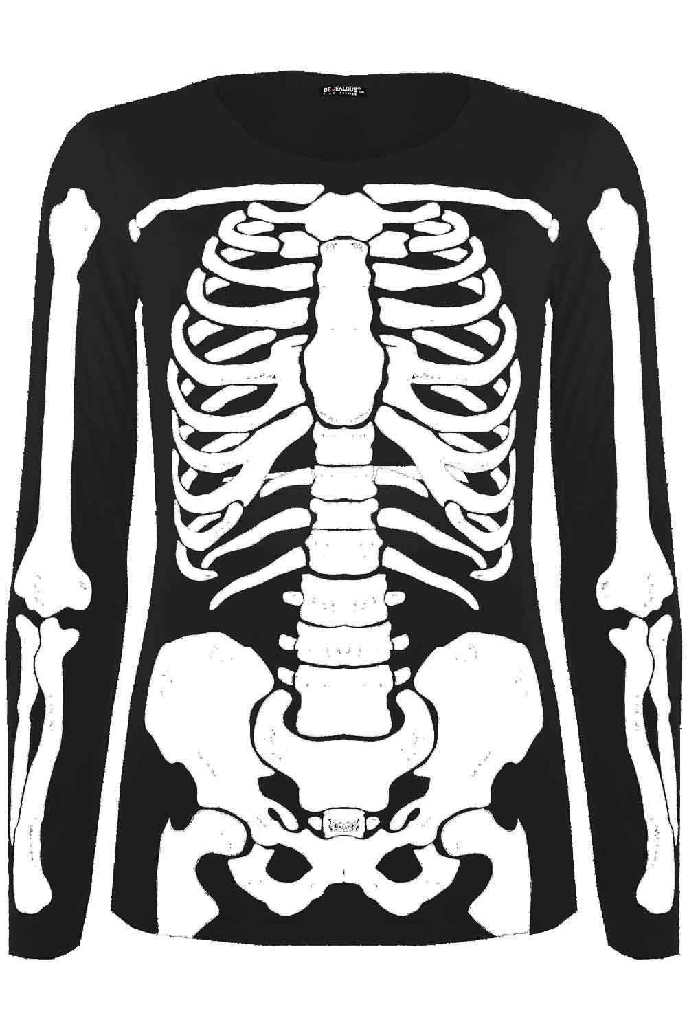 Be JealousWomen Halloween Skeleton Bone Mini Scary T-Shirt