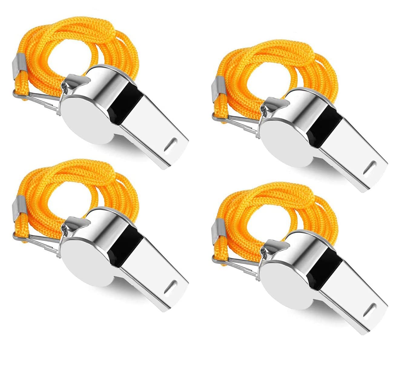 RubikWhistles, Stainless Steel Loud Crisp Sound Metal Whistles with Lanyard for Sports Games Referees Football Coaches Lifeguards Survival Emergency Training